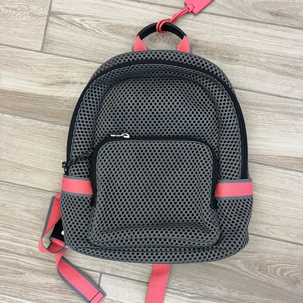 Fossil Gray and Peach Mesh laptop Backpack